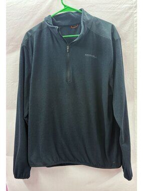 Merrell Mens 1/4 Zip Fleece Pullover Jacket Gray Outdoor Hiking Sweater Large